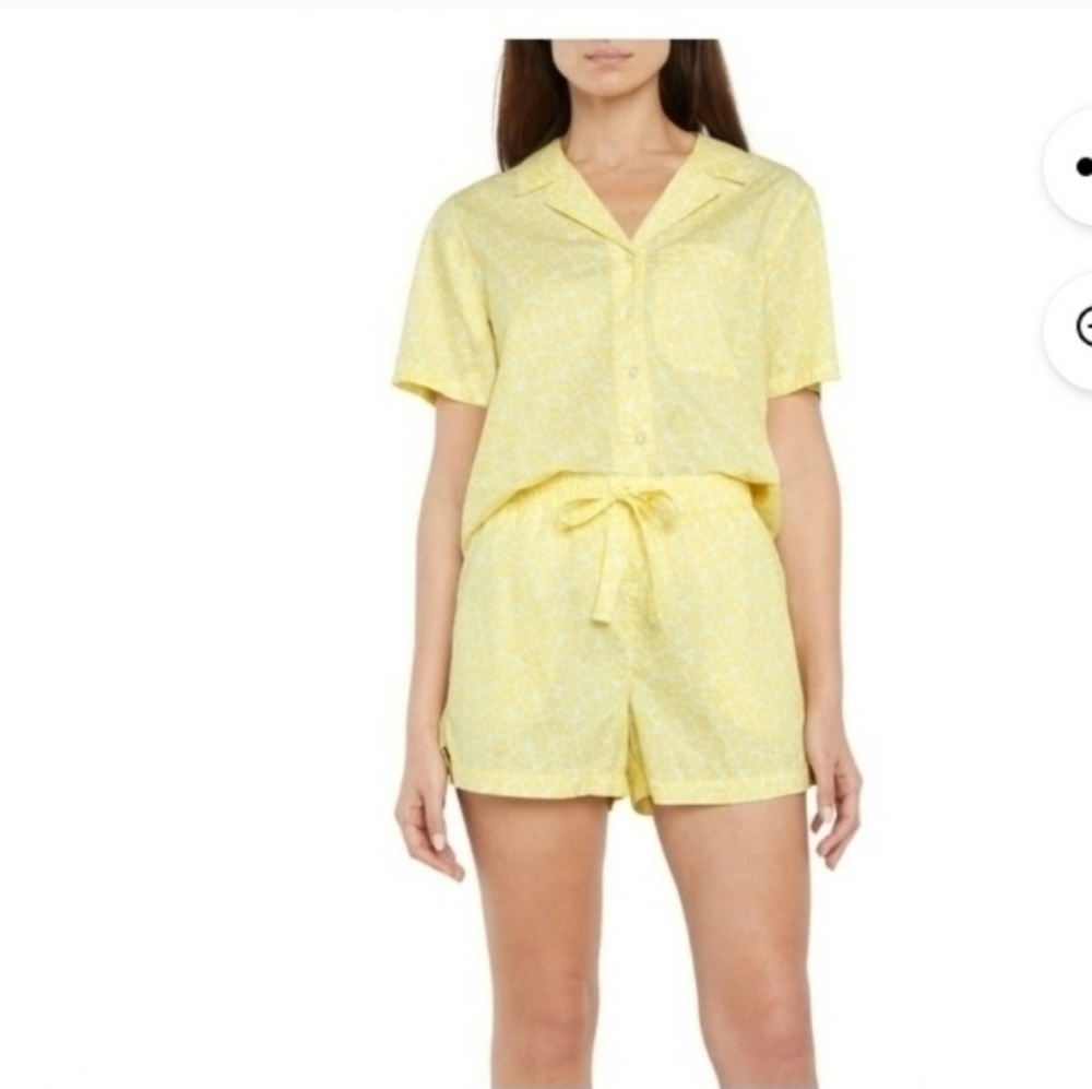Gap Women's Pajama Set Soft Cotton Poplin Notch Collar Front Slash Pockets